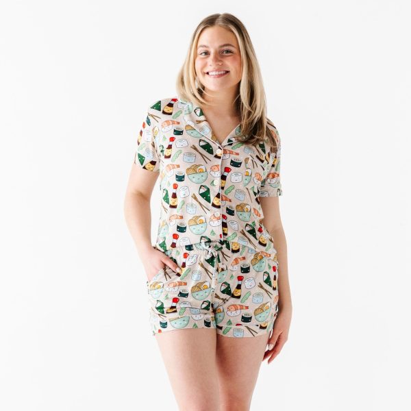 On a Seafood Diet Women s Collar Shirt & Shorts Set Fashion