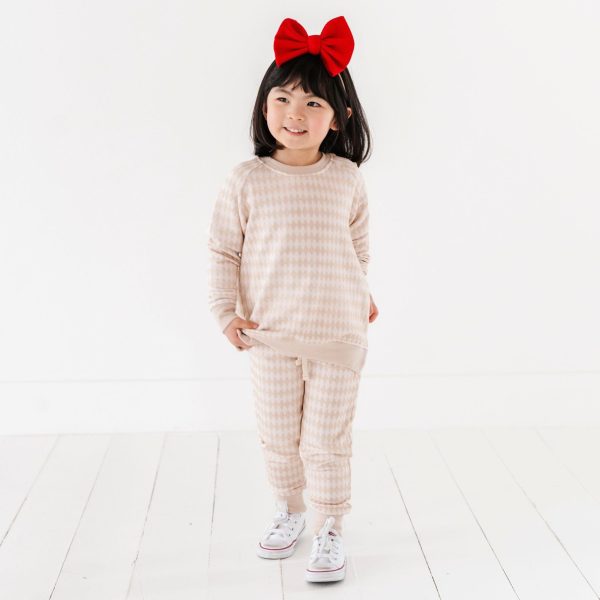 Tan Argyle Jogger Set For Sale