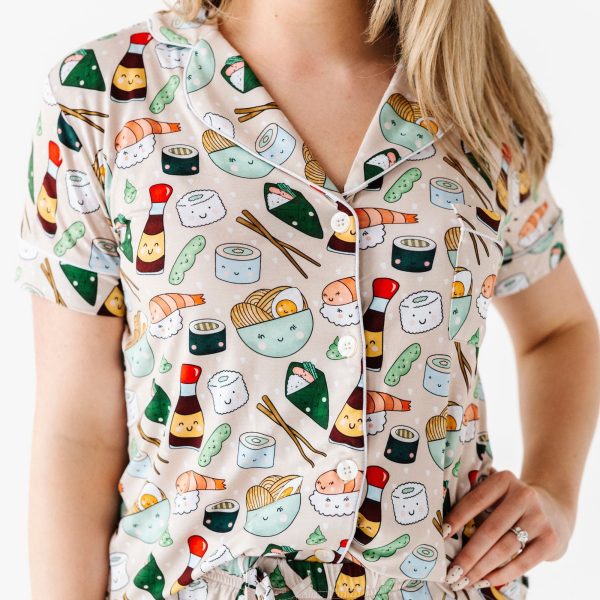 On a Seafood Diet Women s Collar Shirt & Shorts Set Fashion - Image 2