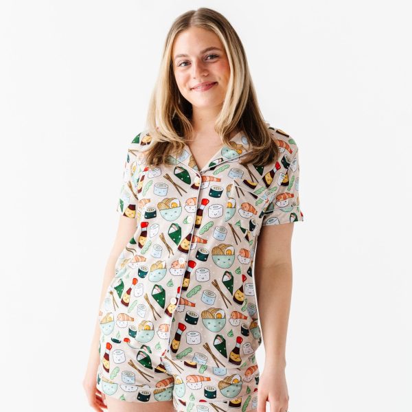 On a Seafood Diet Women s Collar Shirt & Shorts Set Fashion - Image 3