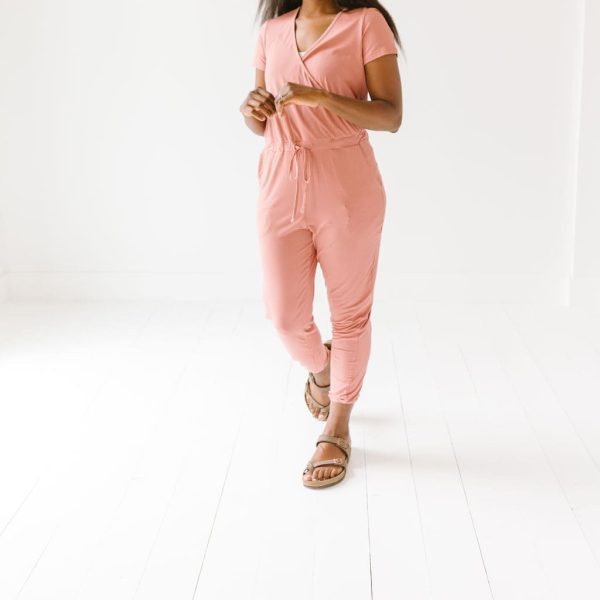 Dusty Rose Women s Short Sleeve Romper Online Sale - Image 2