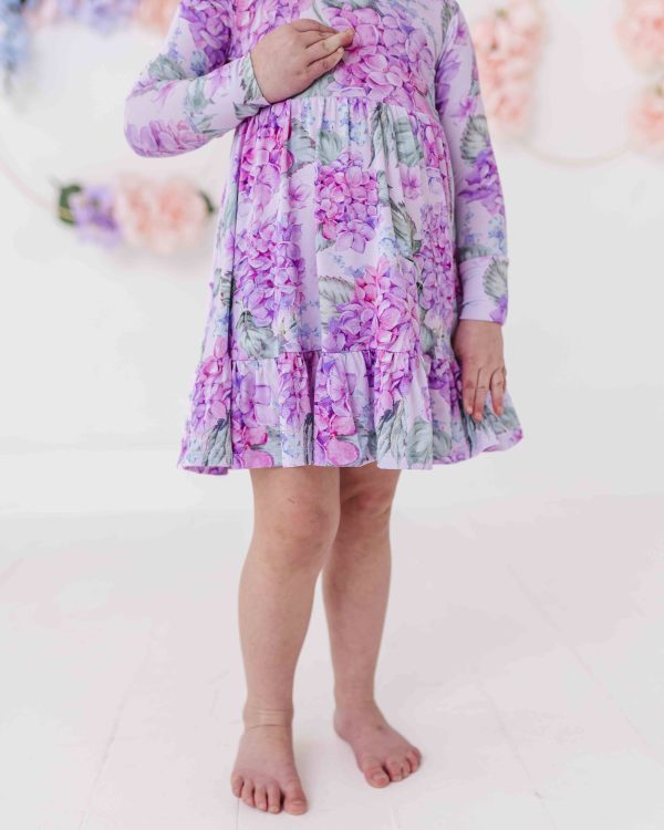 You Had Me At Hydrangea Girls Dress & Shorts Set - Long Sleeves Supply - Image 5