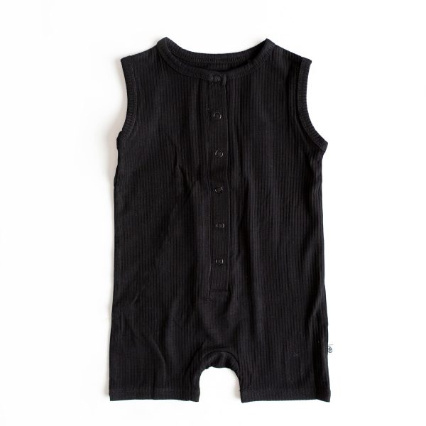 Black Ribbed Shortie Romper on Sale - Image 2