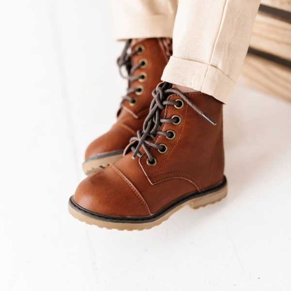 Chestnut Faux Leather Boots Online Hot Sale
