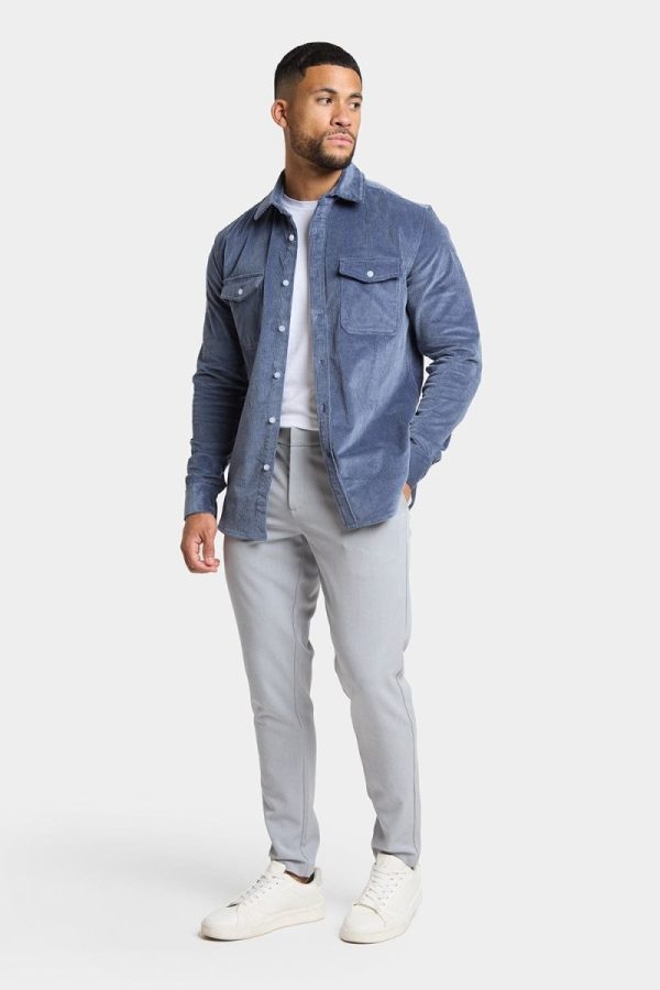 Cord Overshirt in Airforce Blue on Sale - Image 2
