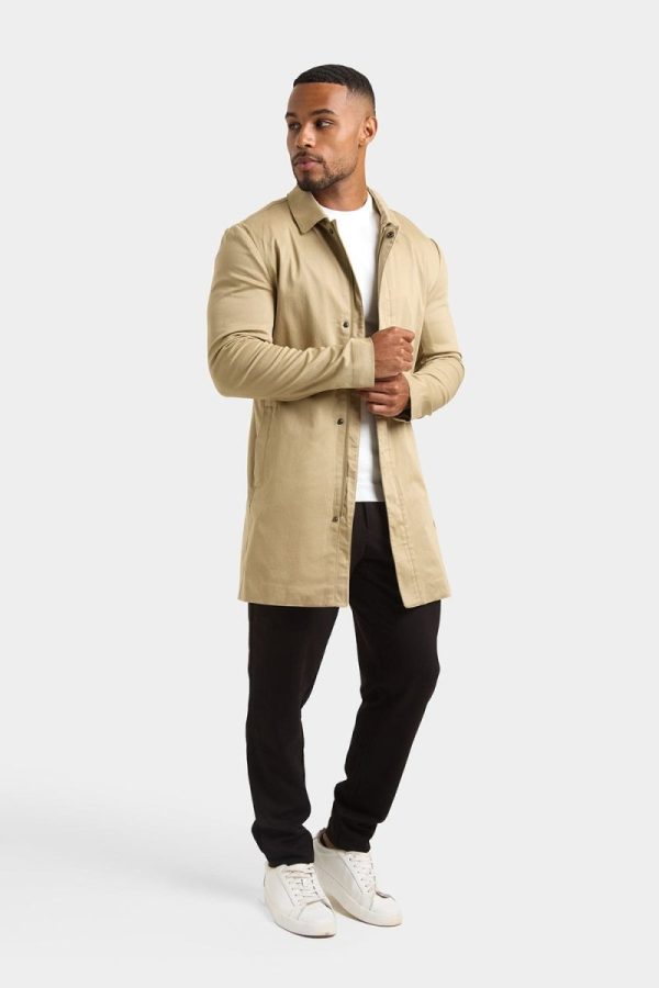 Shower Resistant Collared Coat in Stone For Cheap - Image 4