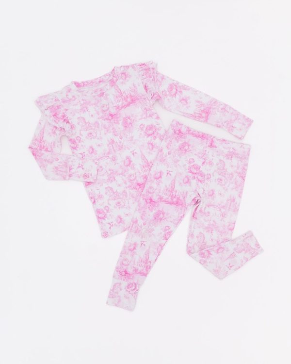 Princess Behavior Two-Piece Pajama Set - Cap Sleeve Ruffle For Cheap - Image 2