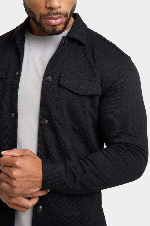 Twill Jersey Overshirt in Black Discount - Image 3