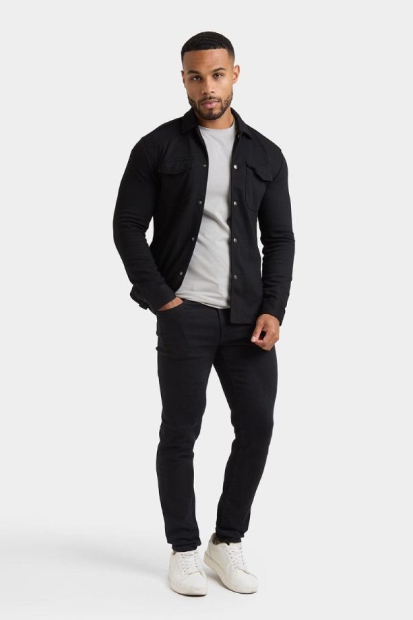 Twill Jersey Overshirt in Black Discount - Image 2
