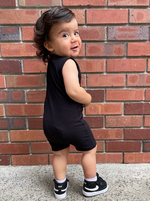 Black Ribbed Shortie Romper on Sale - Image 4