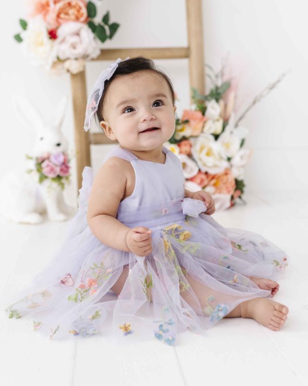 Wisteria Embroidered Floral Tulle Dress For Cheap
