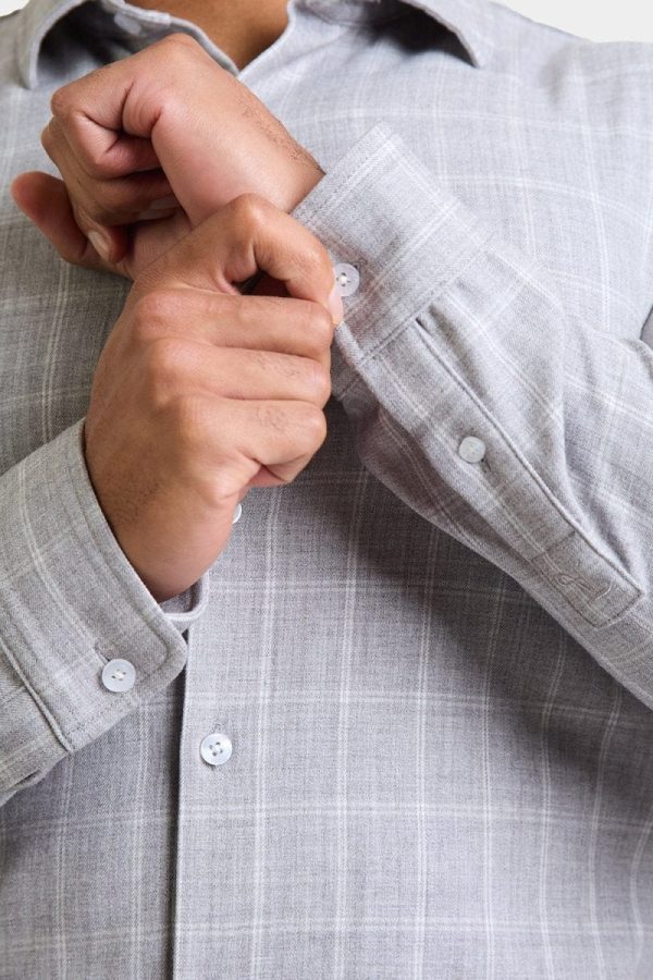 Check Overshirt in Pale Grey Online now - Image 3