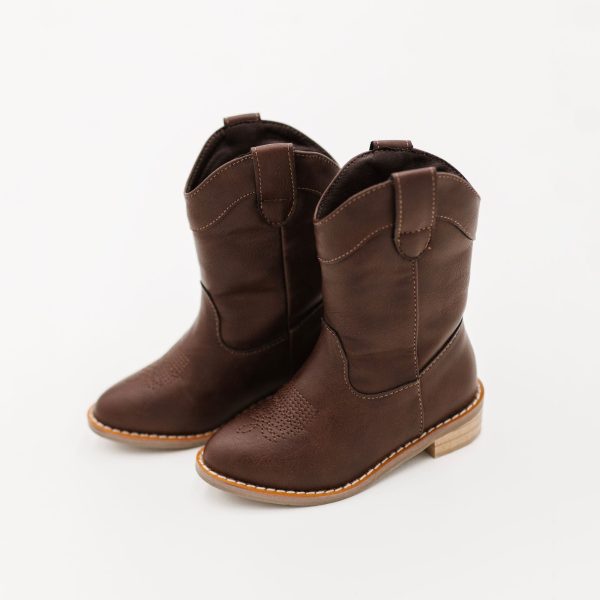 Brown Solid Western Boot Fashion