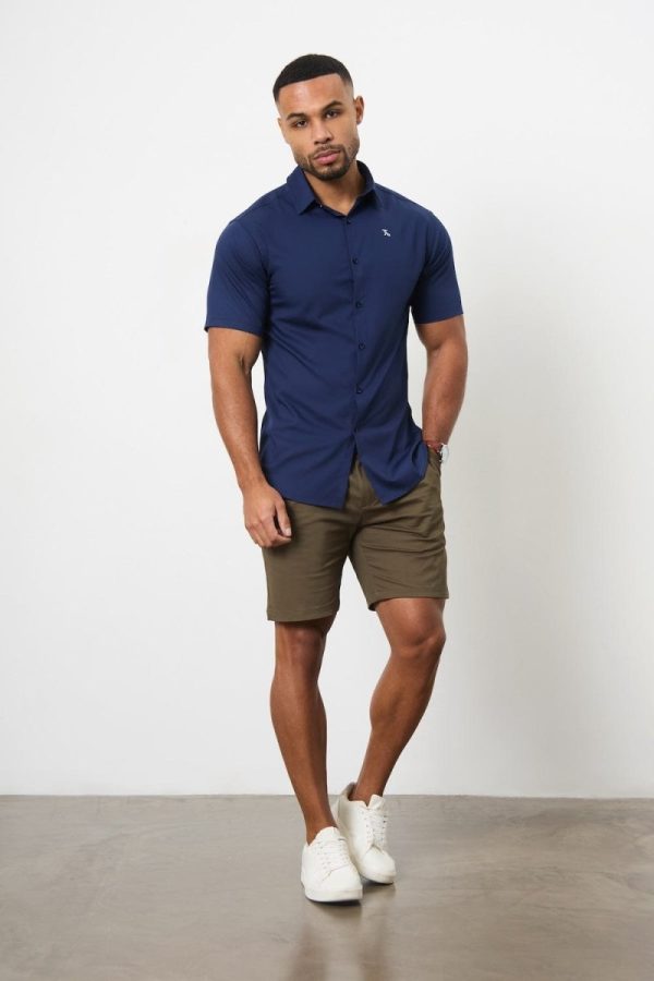 Short Sleeve Bamboo Shirt in Navy Discount - Image 5