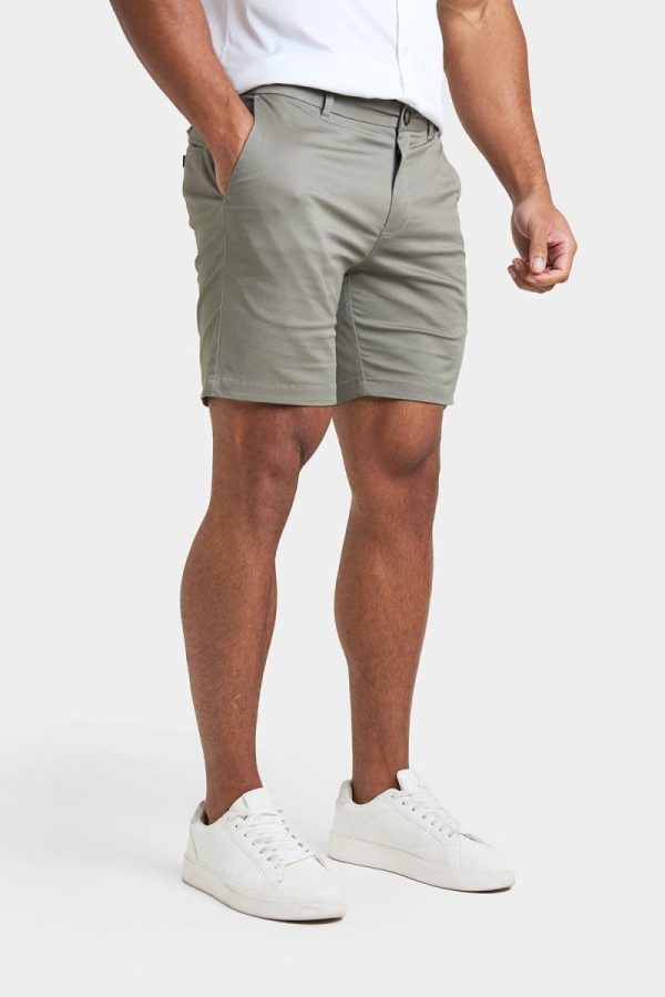 Athletic Fit Chino Shorts 7    in Sage Online Hot Sale
