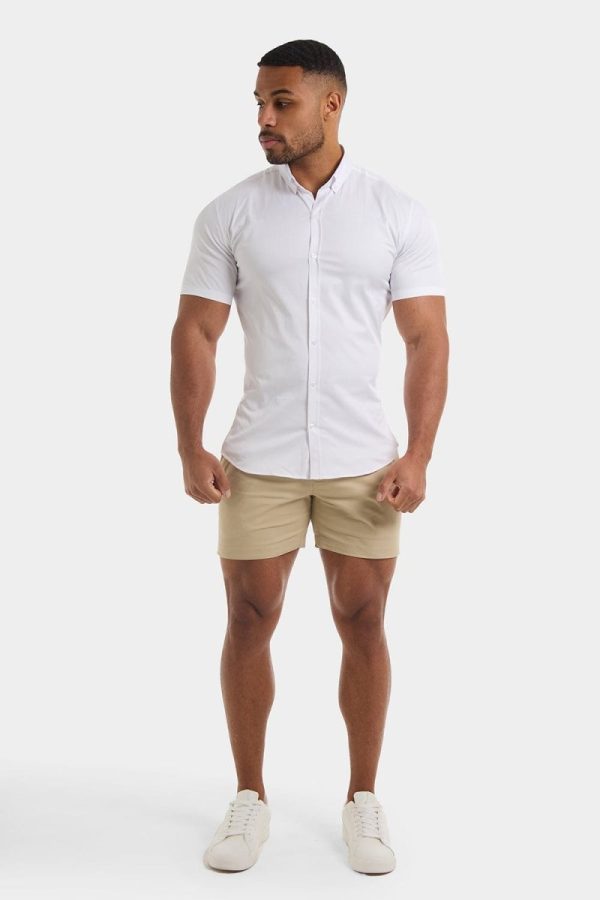 Athletic Fit Short Sleeve Signature Shirt in White For Cheap - Image 5