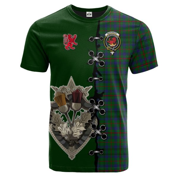 Moncrieff of Atholl Tartan T-shirt - Lion Rampant And Celtic Thistle Style Hot on Sale