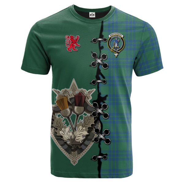 Montgomery Ancient Tartan T-shirt - Lion Rampant And Celtic Thistle Style Sale